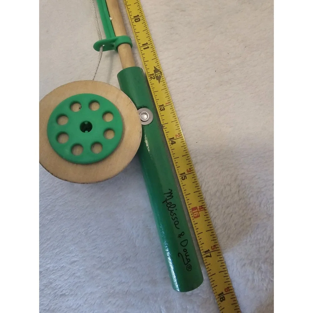 Fishing rod Toy Toddler Melissa & Doug‎ Blue, Wood, Magnetic Sinker, reel, Line.